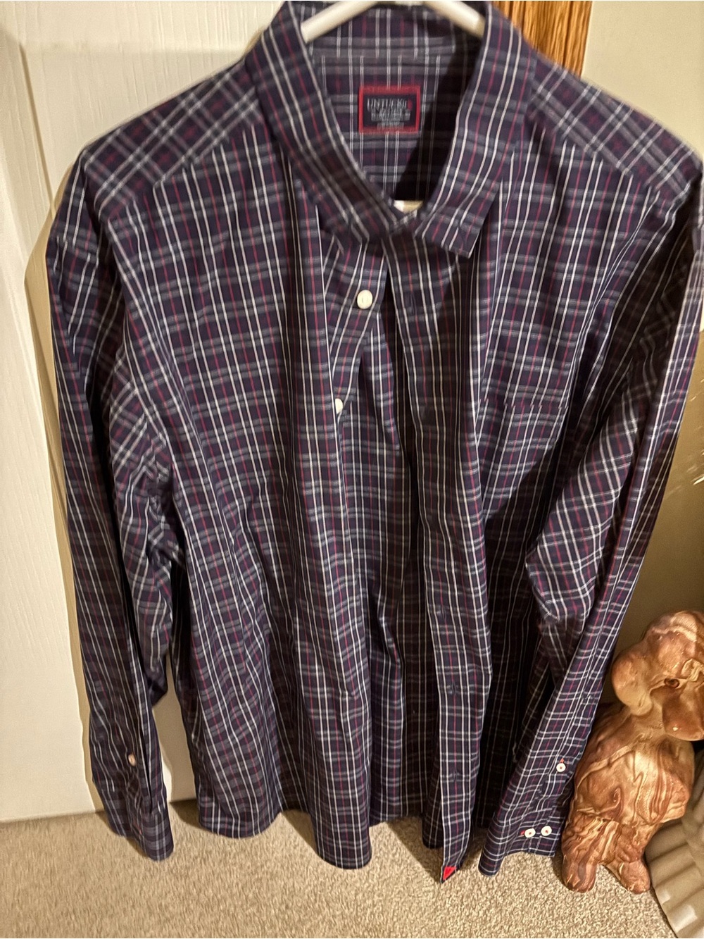 Untuckit Men's Navy Plaid Button-Down Shirt